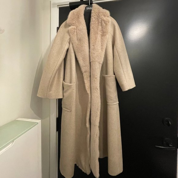 NEW Max Mara Cut the label shop Intrend - 100% Cashmere Mink Collar Coat IT34 - Picture 6 of 13